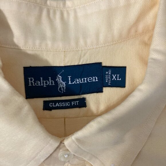 Ralph Lauren Mens XL Yellow Short Sleeve Button Down Classic Logo Cotton - Picture 4 of 9